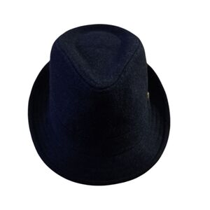 PAMOA Stylish Black Fedora Hat Wool Polyester Men's Size L/XL